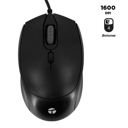Mouse Teros TE-1222S óptico 1600 DPI USB negro