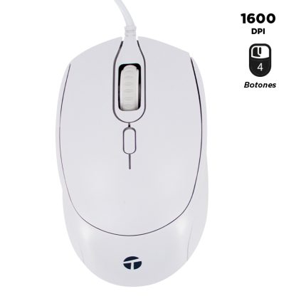 Mouse Teros TE-1225S óptico 1600 DPI USB BLANCO